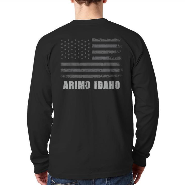American Flag Arimo Idaho Usa Patriotic Souvenir Back Print Long Sleeve T-shirt