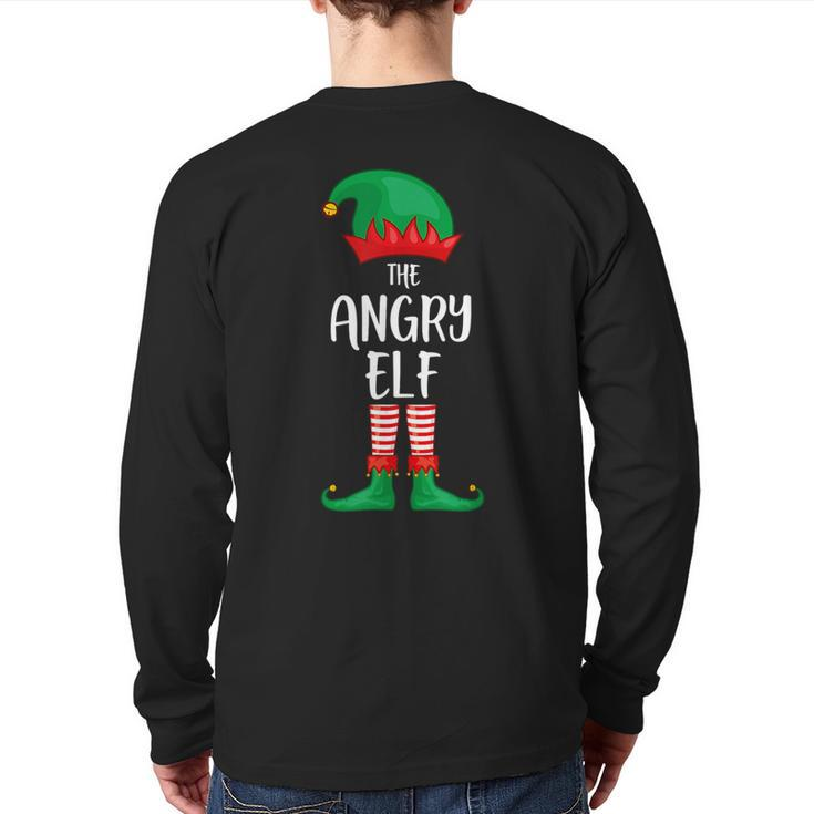 Angry Elf Christmas Party Matching Family Group Pajama Back Print Long Sleeve T-shirt