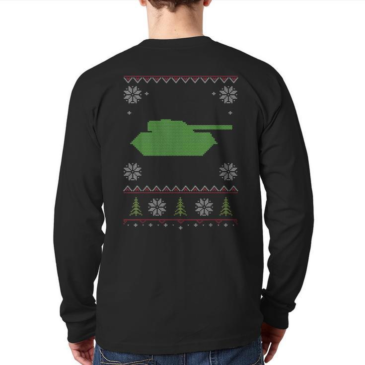 Army Tank Ugly Sweater Christmas Back Print Long Sleeve T-shirt