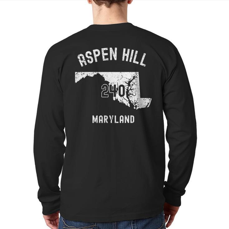 Aspen Hill Maryland Md 240 Vintage Athletic Style Back Print Long Sleeve T-shirt