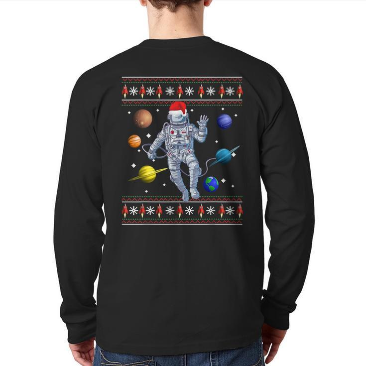 Astronaut Space Planets Lover Ugly Christmas Sweater Style Back Print Long Sleeve T-shirt
