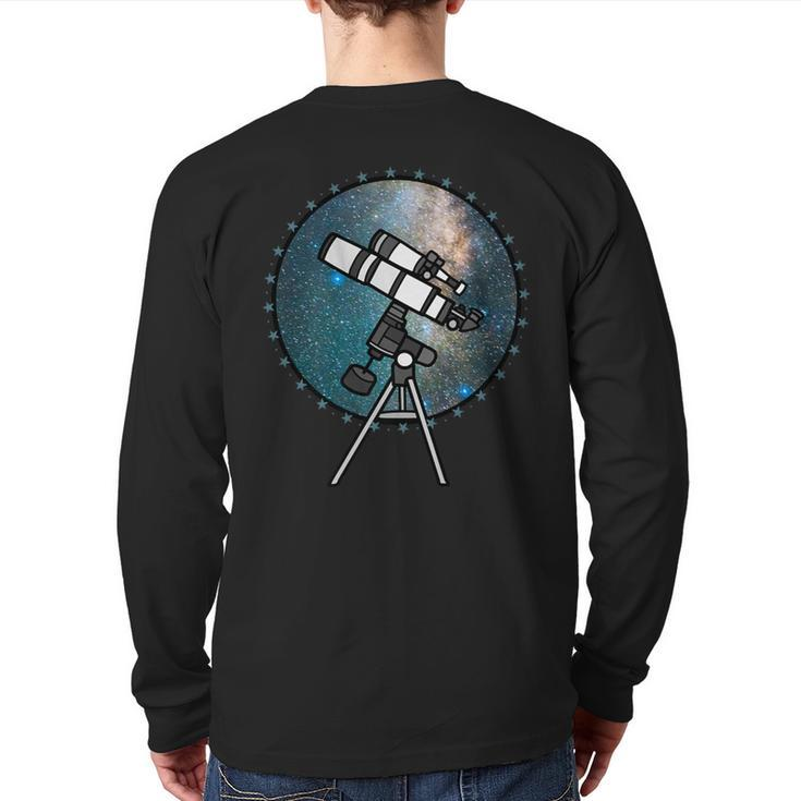 Astronomy Telescope Night Sky Observation Galaxy Back Print Long Sleeve T-shirt