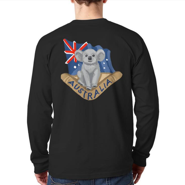 Australia Flag Koala Boomerang Back Print Long Sleeve T-shirt