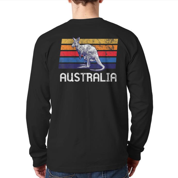 Australia Flag Retro Kangaroo Soccer Marsupial Sydney Back Print Long Sleeve T-shirt