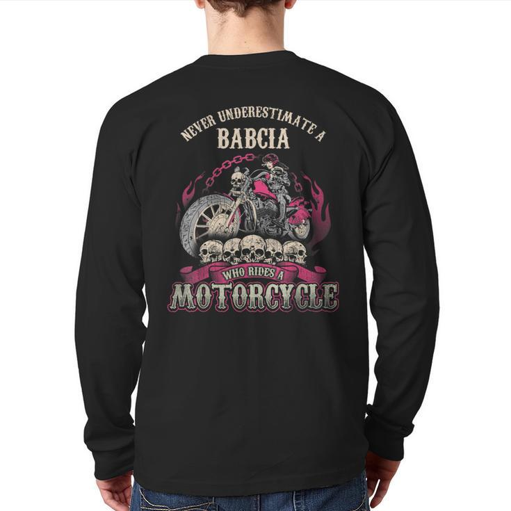 Babcia Biker Chick Never Underestimate Motorcycle Back Print Long Sleeve T-shirt