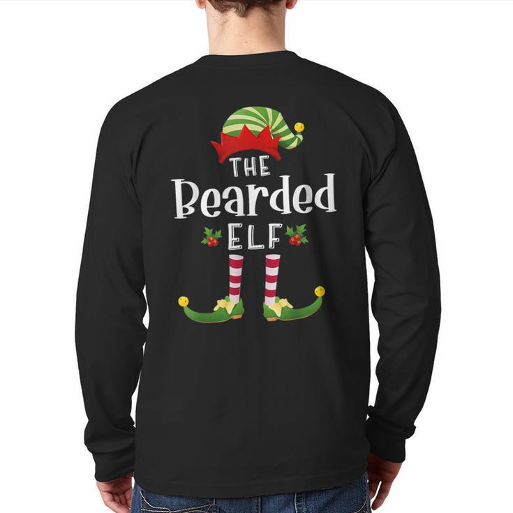 Bearded Christmas Elf Matching Pajama X-Mas Party Back Print Long Sleeve T-shirt