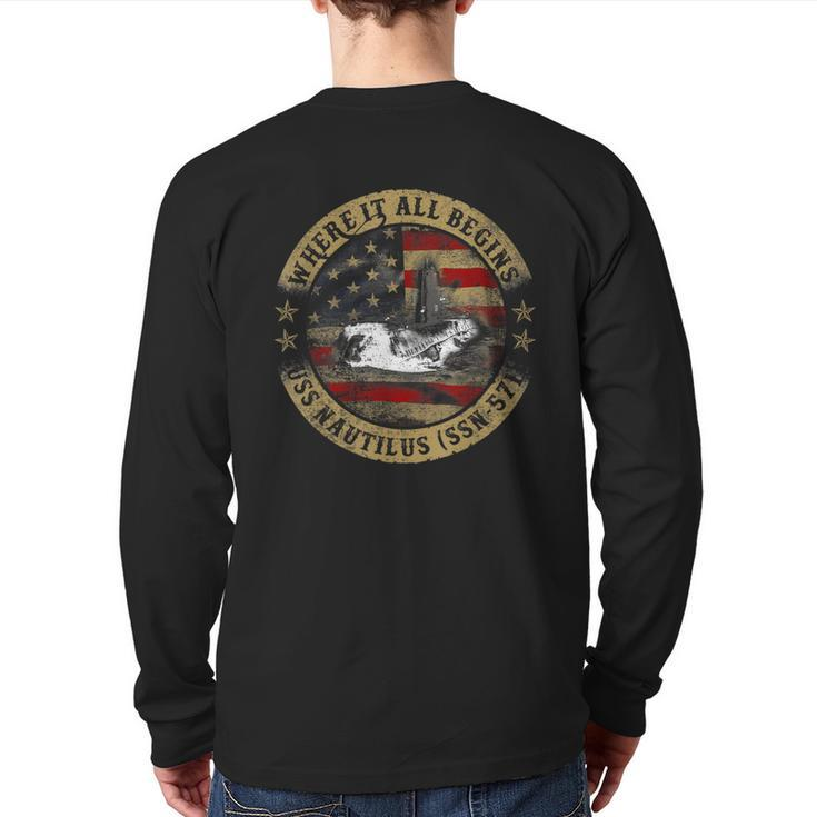 Where It All Begins Uss Nautilus Ssn 571 Us Army Back Print Long Sleeve T-shirt