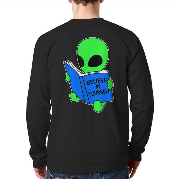 Believe In Yourself Alien Ufo Back Print Long Sleeve T-shirt