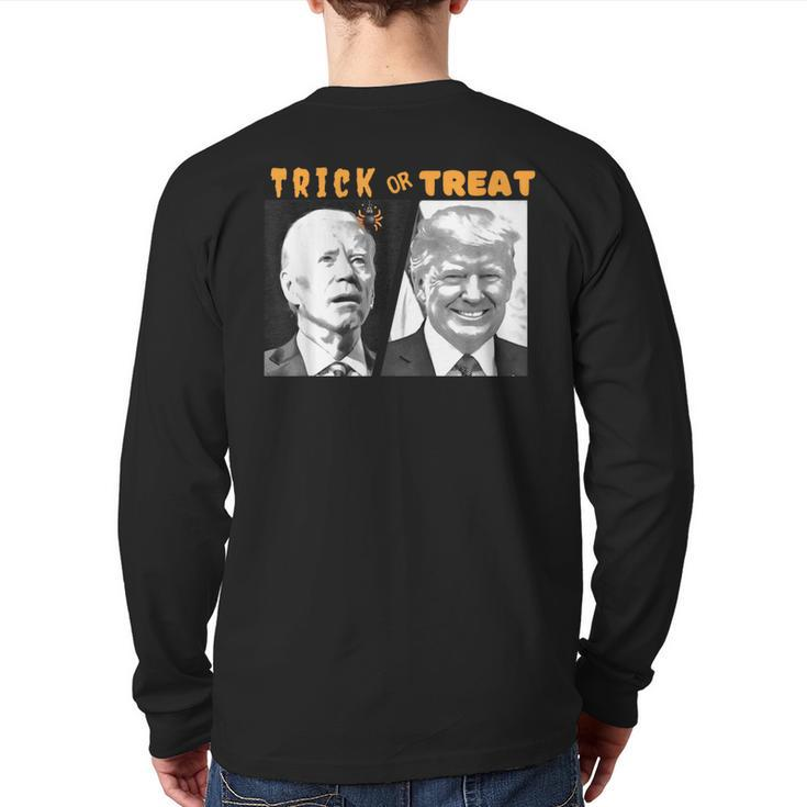 Biden Trump Halloween Trick Or Treat Political Back Print Long Sleeve T-shirt