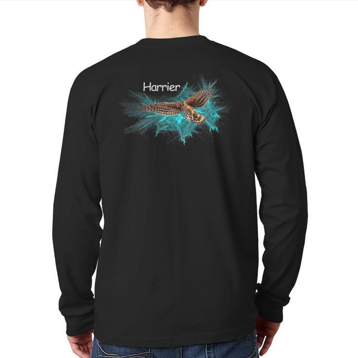 Birds Of Prey Hovering Harrier Hawk Marsh Hawk Back Print Long Sleeve T-shirt