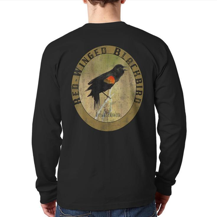 Birdwatcher Birder Nature Lover Red Winged Blackbird Back Print Long Sleeve T-shirt