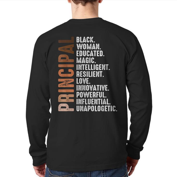Black Educated Principal History Month Melanin Proud African Back Print Long Sleeve T-shirt