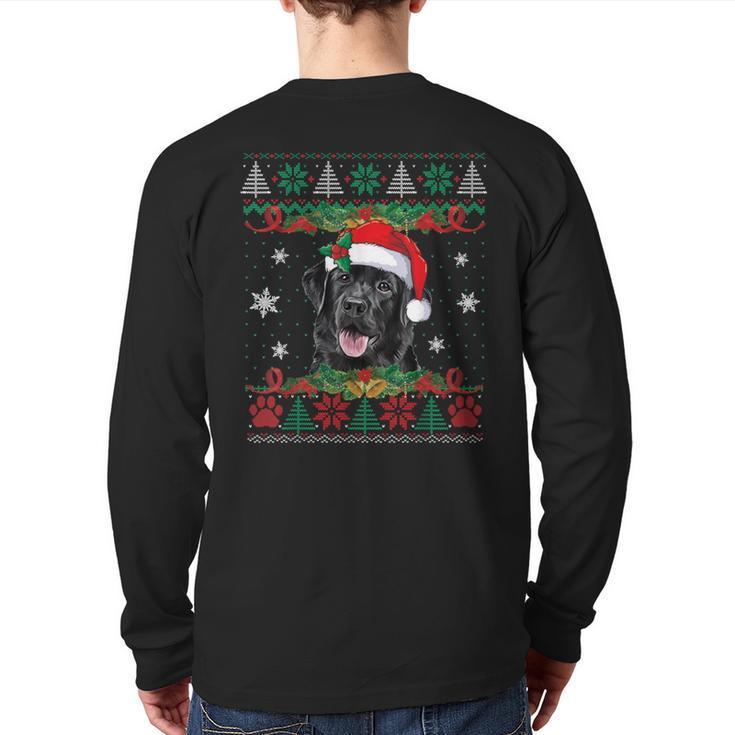 Black Lab Christmas Santa Ugly Sweater Dog Lover Xmas Back Print Long Sleeve T-shirt