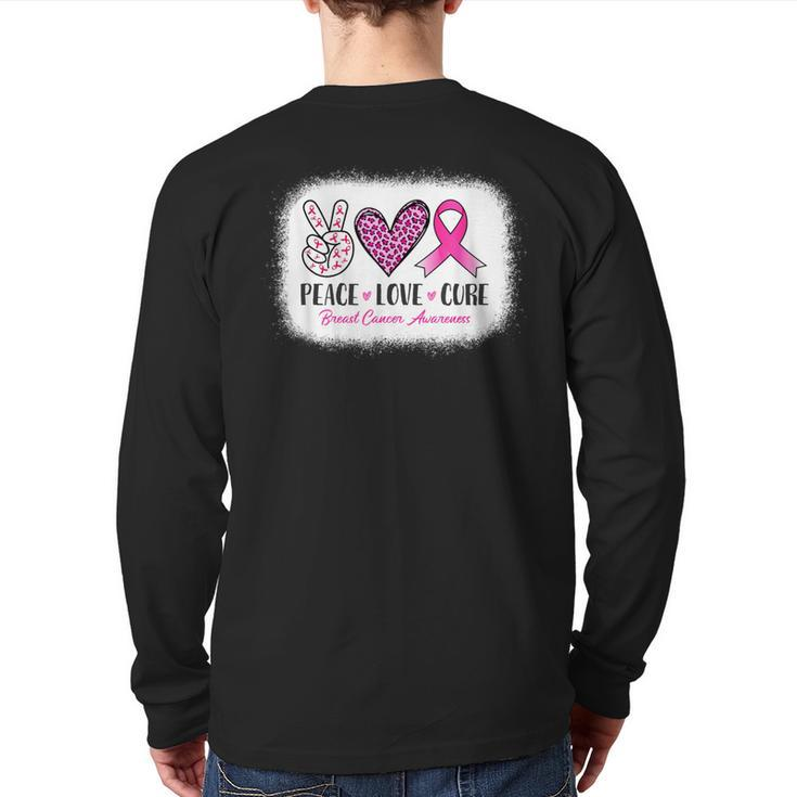 Bleached Peace Love Cure Leopard Breast Cancer Awareness Back Print Long Sleeve T-shirt