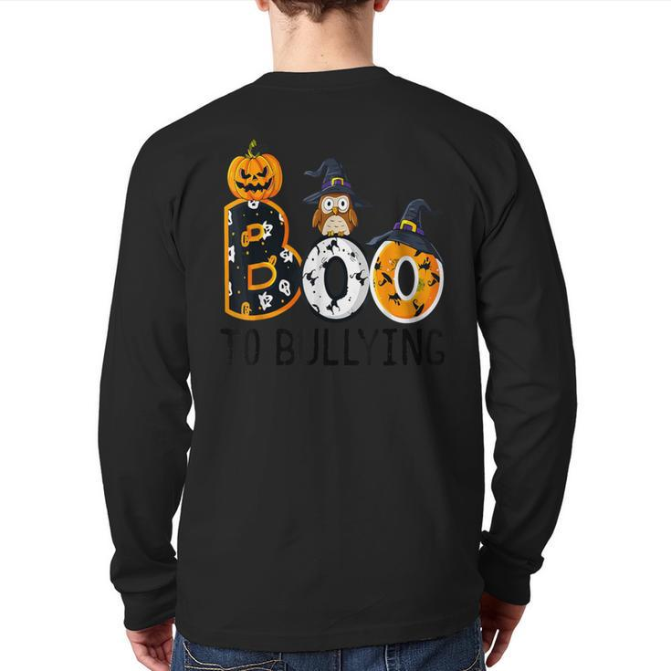 Boo To Bullying Orange Unity Day Anti Bullying Halloween Back Print Long Sleeve T-shirt