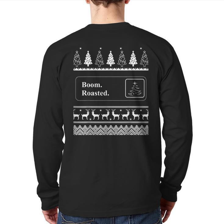 Boom Roasted Office Party Ugly Christmas Sweater Back Print Long Sleeve T-shirt