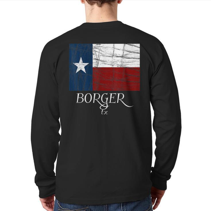 Borger Tx Texas Flag City State Back Print Long Sleeve T-shirt