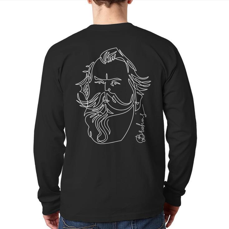 Brahms Great Composers Classical Portrait Back Print Long Sleeve T-shirt