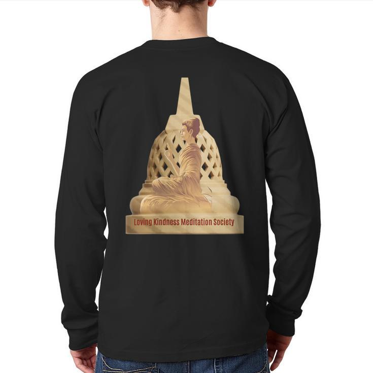 Buddha Borobudur Mindfulness Metta Lovingkindness Meditation Back Print Long Sleeve T-shirt