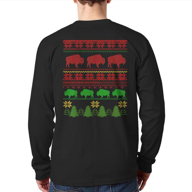 Buffalo Ugly Christmas Sweater Back Print Long Sleeve T-shirt
