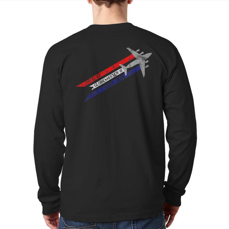 C-17 Globemaster Iii Military Transport Fly Fight Win Back Print Long Sleeve T-shirt