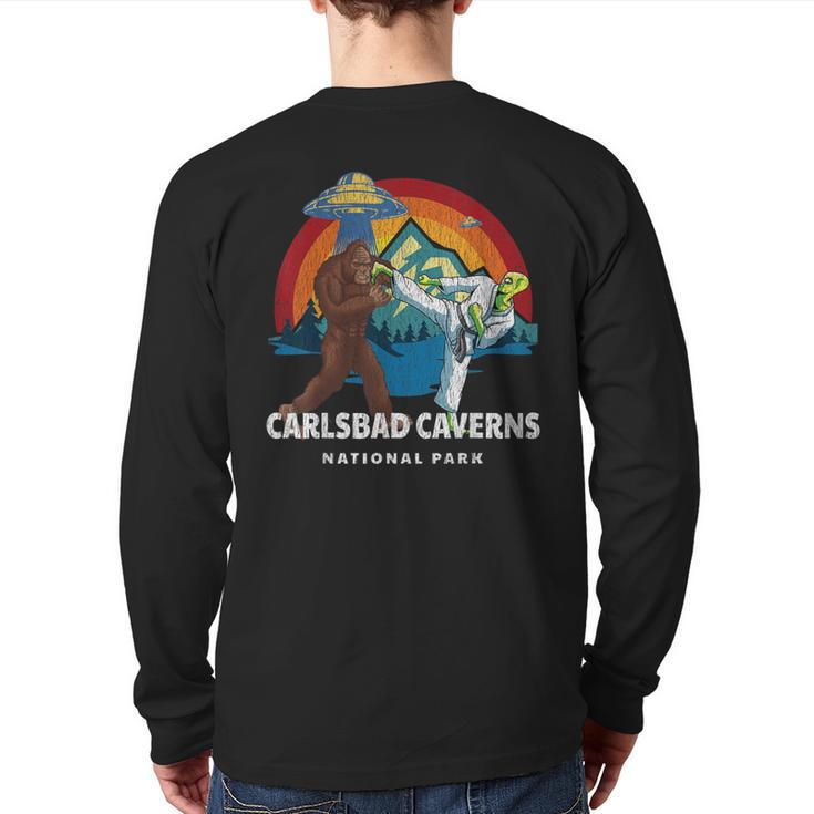 Carlsbad Caverns National Park Bigfoot Alien Vintage Ufo Back Print Long Sleeve T-shirt