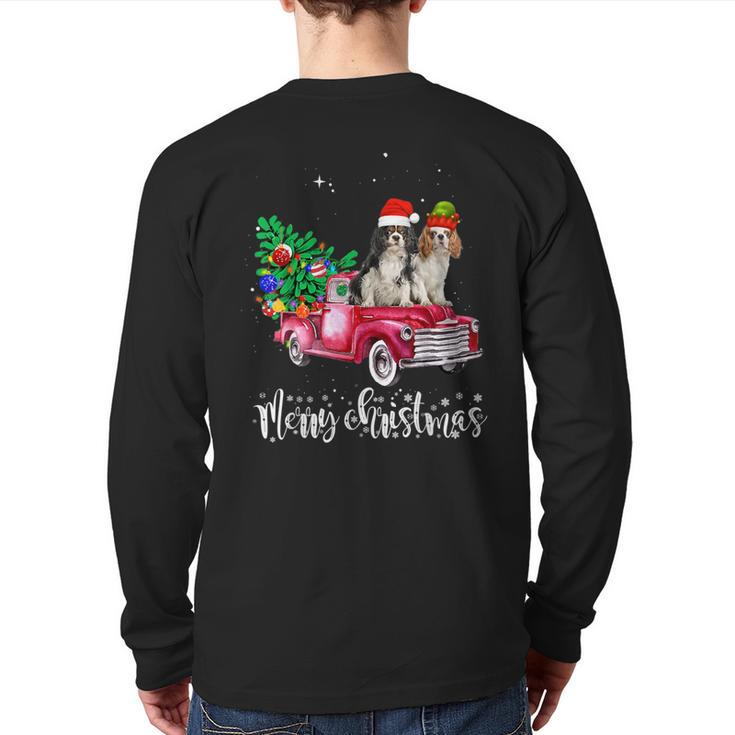 Cavalier King Charles Spaniel Christmas Ride Red Truck Back Print Long Sleeve T-shirt