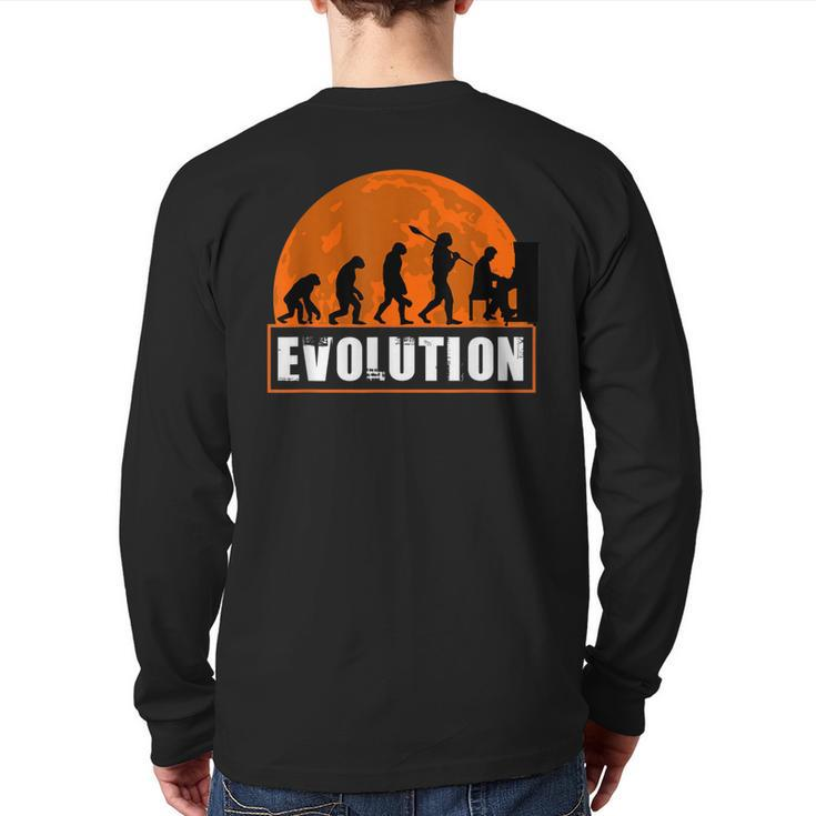 Celesta Player  Human Evolution Back Print Long Sleeve T-shirt