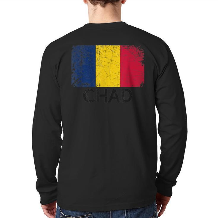 Chadian Flag Vintage Made In Chad Back Print Long Sleeve T-shirt