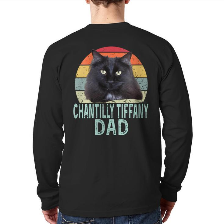 Chantilly-Tiffany Cat Dad Retro Vintage Cats Heartbeat Back Print Long Sleeve T-shirt