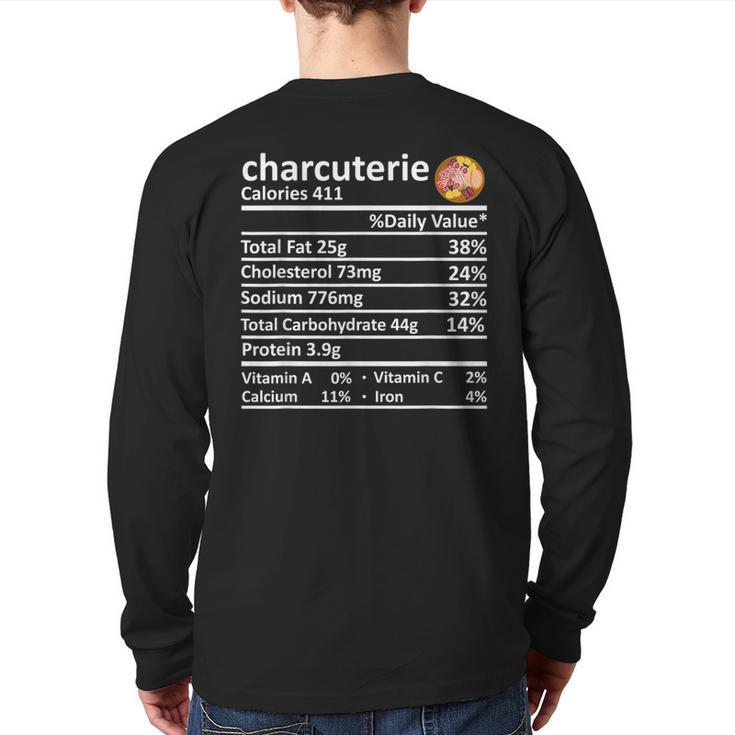 Charcuterie Nutrition Food Facts Thanksgiving Costume Xmas Back Print Long Sleeve T-shirt