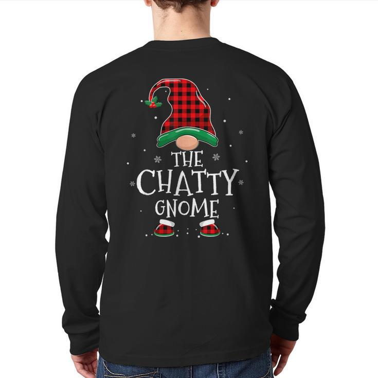 The Chatty Gnome Xmas Family Matching Plaid Christmas Gnomes Back Print Long Sleeve T-shirt