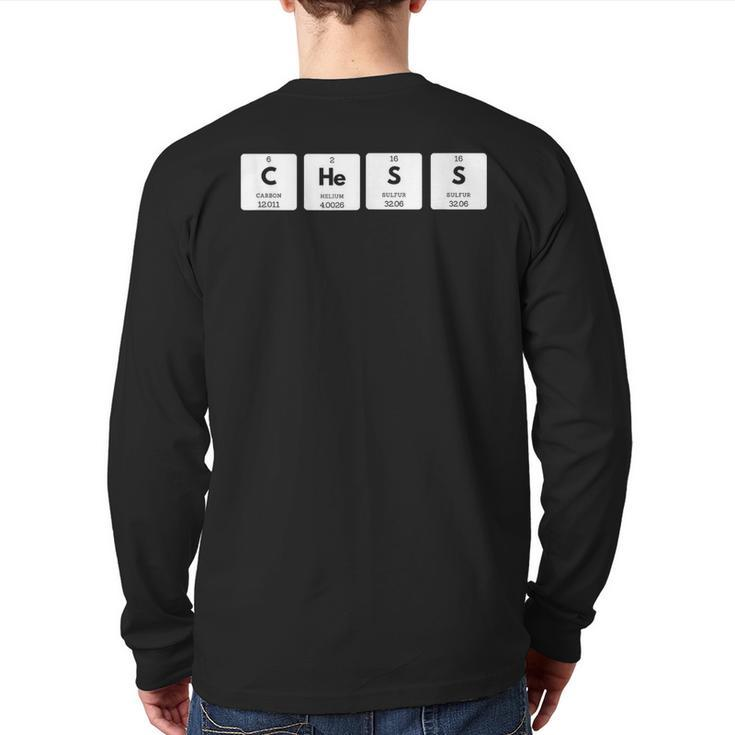 Chess Pieces Periodic Table Elements Chess Coach Back Print Long Sleeve T-shirt