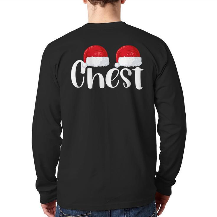 Chest Nuts Christmas Matching Couple Chestnuts Santa Hat Back Print Long Sleeve T-shirt