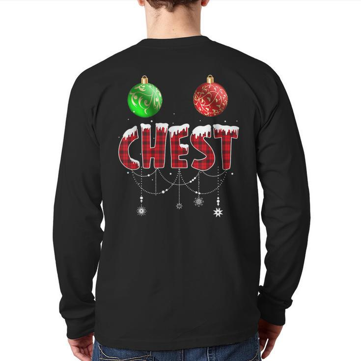Chest Nuts Christmas Red Plaid Matching Couple Chestnuts Back Print Long Sleeve T-shirt