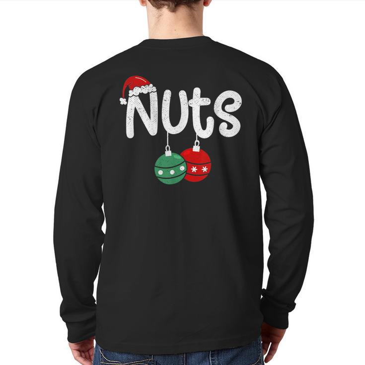 Chest Nuts Couple Christmas Pajama Chestnuts Xmas Men Back Print Long Sleeve T-shirt