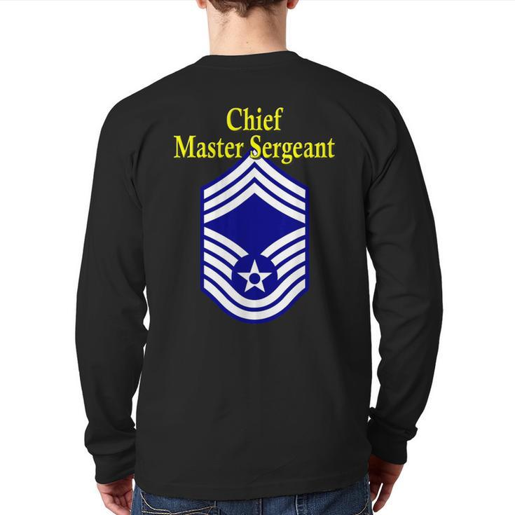 Chief Master Sergeant Air Force Rank Insignia Back Print Long Sleeve T-shirt