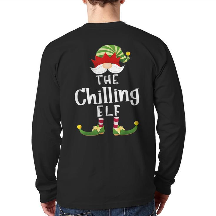 Chilling Elf Group Christmas Pajama Party Back Print Long Sleeve T-shirt