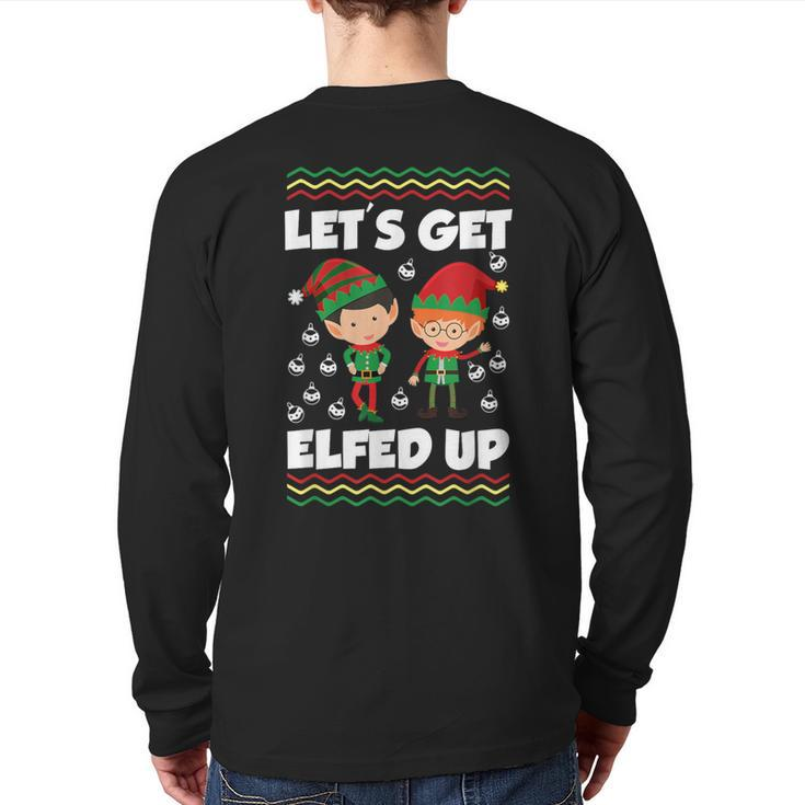 Christmas Elf Santa Ugly Christmas Back Print Long Sleeve T-shirt