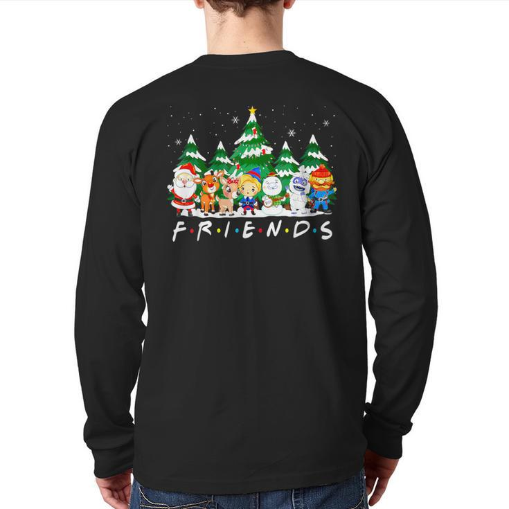 Christmas Friends Santa Rudolph Snowman Xmas Family Pajamas Back Print Long Sleeve T-shirt