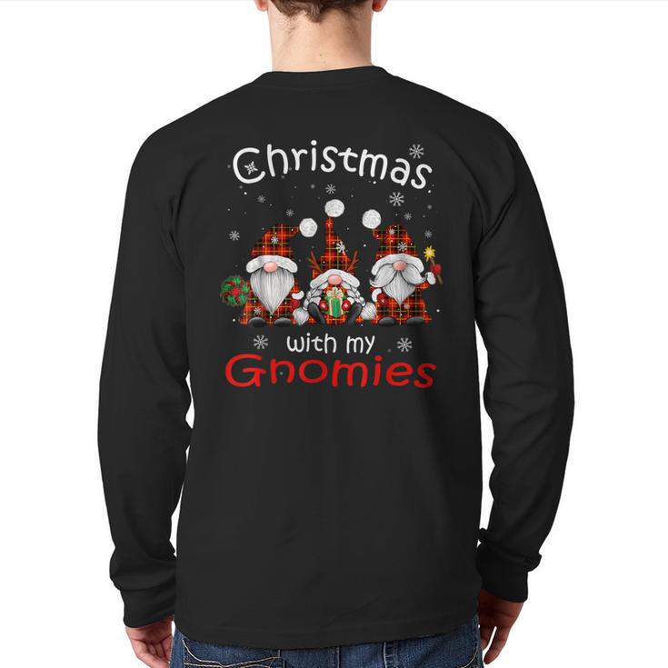 Christmas With My Gnomies Buffalo Red Plaid Gnome For Family Back Print Long Sleeve T-shirt