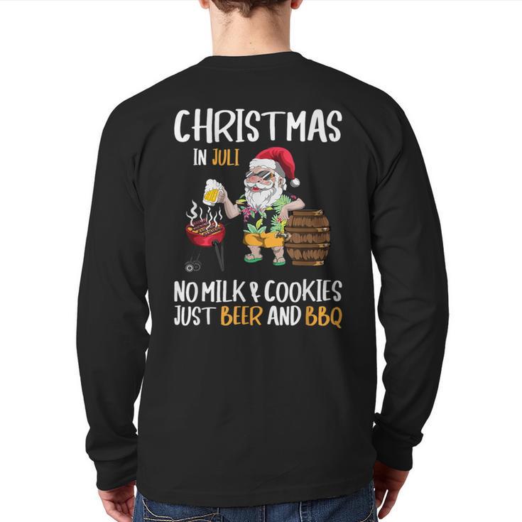 Christmas In July Santa Claus Goes On Holiday Barbecue Party Back Print Long Sleeve T-shirt