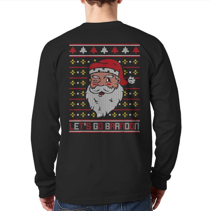 Christmas Let's Go Brandon Santa Claus Ugly Sweater Back Print Long Sleeve T-shirt