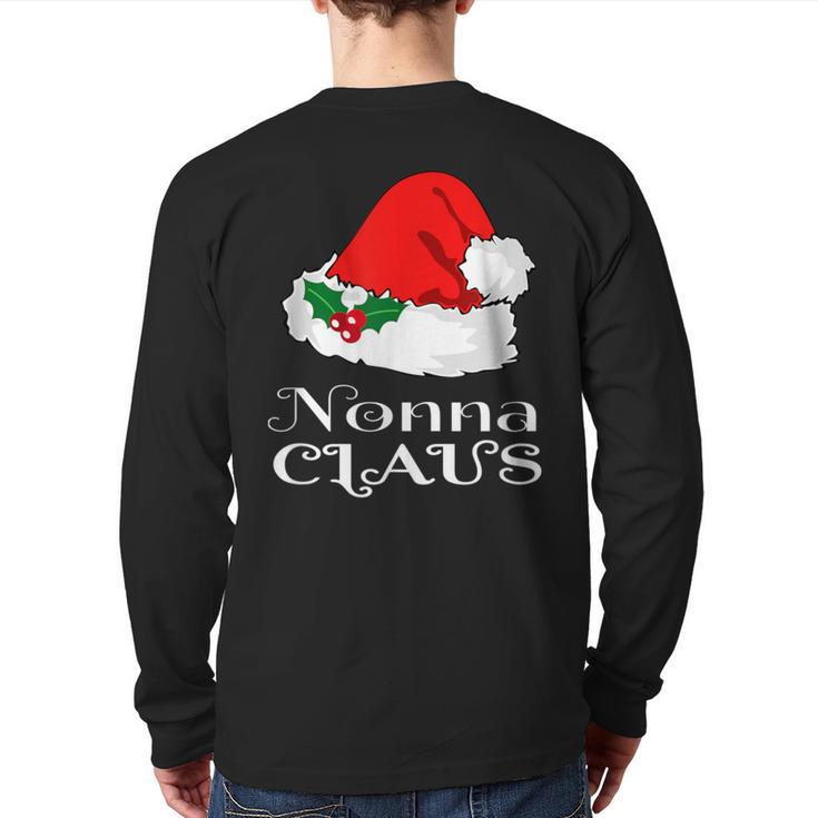 Christmas Nonna Claus Matching Pajama Santa Hat X-Mas Back Print Long Sleeve T-shirt