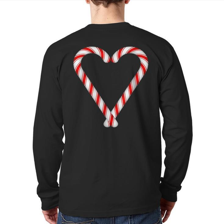 Christmas Sweets Candy Canes Heart Back Print Long Sleeve T-shirt