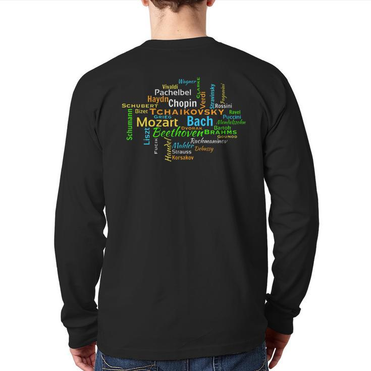 Classical Composers Word Cloud Music Lovers Back Print Long Sleeve T-shirt