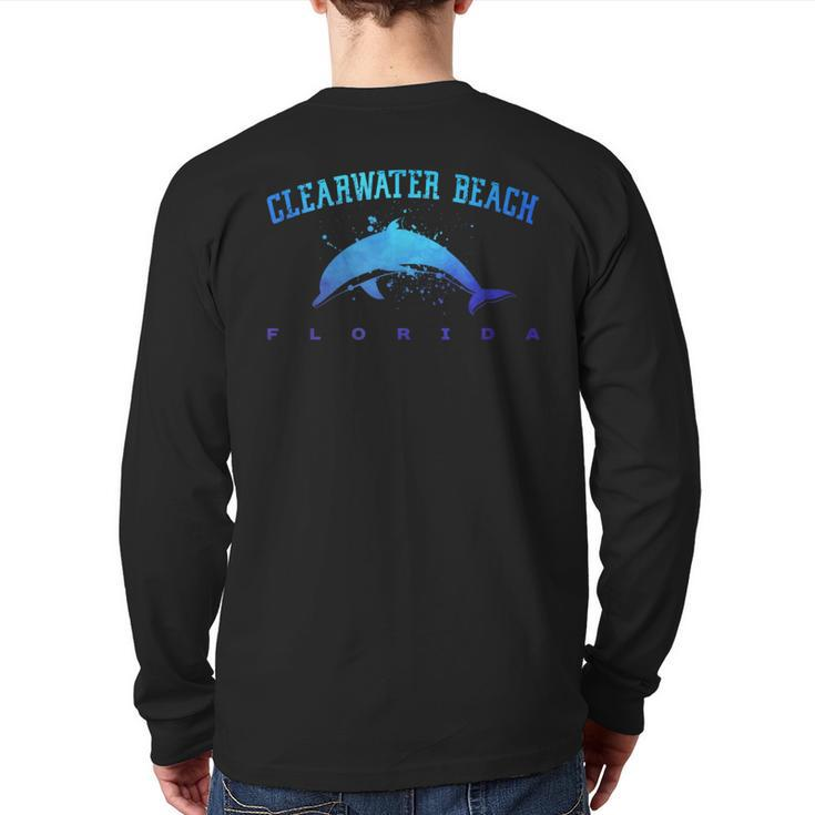 Clearwater Beach Florida Dolphin Scuba Diving Snorkeling Back Print Long Sleeve T-shirt