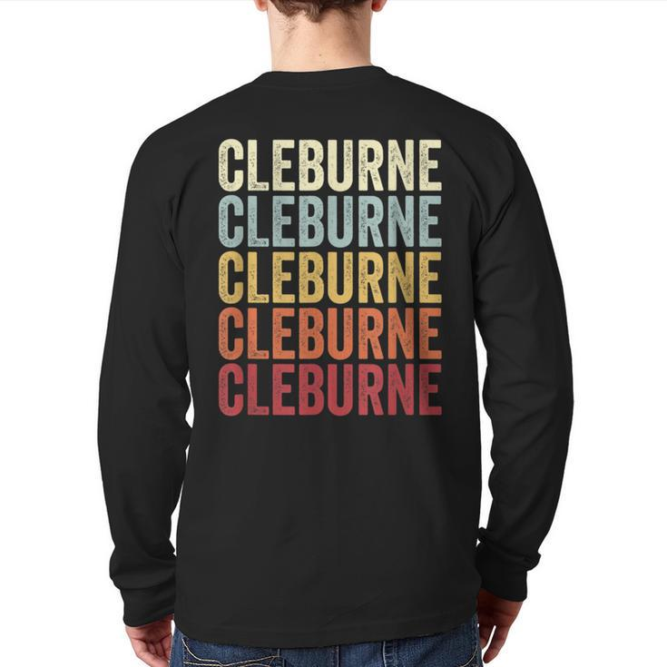 Cleburne Texas Cleburne Tx Retro Vintage Text Back Print Long Sleeve T-shirt