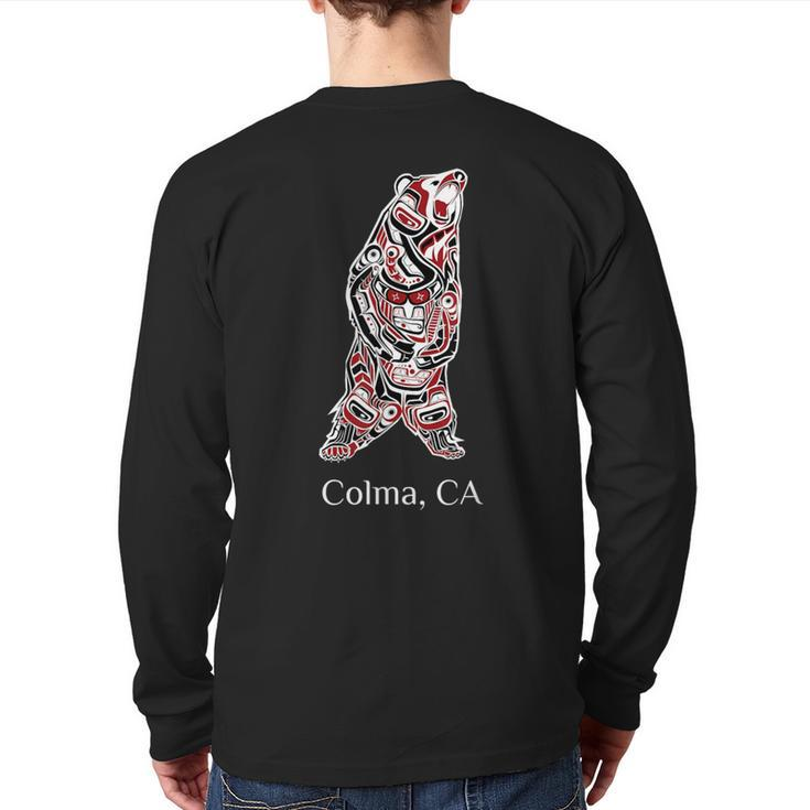 Colma Ca Native American Brown Grizzly Bear Back Print Long Sleeve T-shirt
