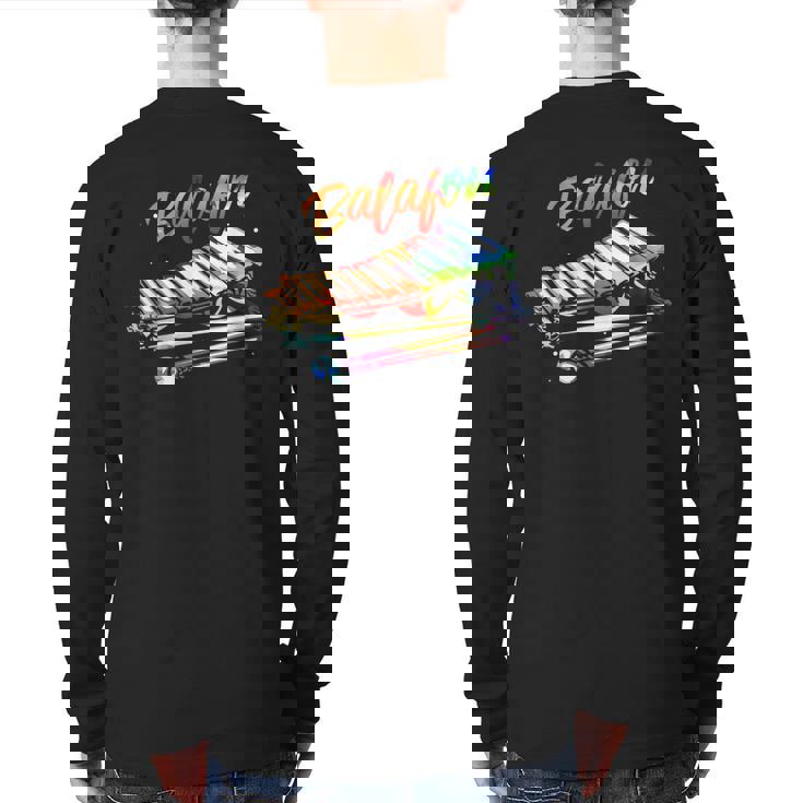 Colorful Balafon Xylophone African Music Instrument Back Print Long Sleeve T-shirt